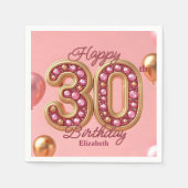 Serviette En Papier Glam Pink et Gold Gemstone 30e anniversaire (Devant)