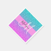Serviette En Papier Glam Purple Aqua Parties scintillant étincelante M (Coin)