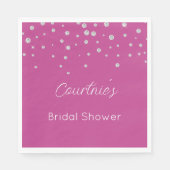 Serviette En Papier Glam Rose Blanc Diamants Mariage (Devant)