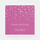 Serviette En Papier Glam rose Diamants blancs Anniversaire (Devant)
