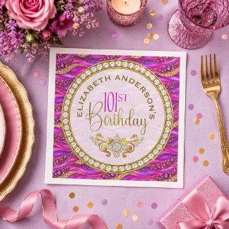 Serviette En Papier Glam Rose Gold Bijou Strata 101e Anniversaire