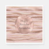Serviette En Papier Glam Rose Gold Blush Stripes Anniversaire (Devant)