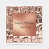 Serviette En Papier Glam Rose Gold Carrés Foil Look (Devant)