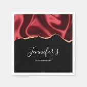 Serviette En Papier Glam rouge foncé Satin foncé Conception abstraite  (Devant)