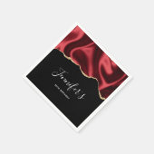 Serviette En Papier Glam rouge foncé Satin foncé Conception abstraite  (Coin)