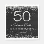 Serviette En Papier Glam Silver Diamonds 50e anniversaire (Devant)
