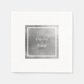Serviette En Papier Glam Silver Metallic & White Mariage Cocktail (Devant)