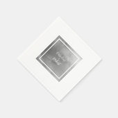 Serviette En Papier Glam Silver Metallic & White Mariage Cocktail (Coin)
