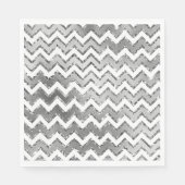 Serviette En Papier Glam Silver White Zigzag Stripes (Devant)