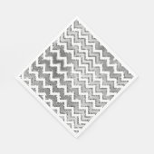 Serviette En Papier Glam Silver White Zigzag Stripes (Coin)