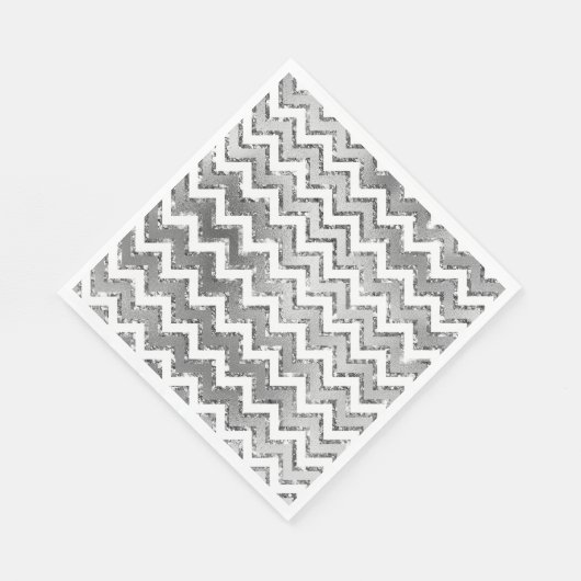Serviette En Papier Glam Silver White Zigzag Stripes (Coin)