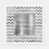 Serviette En Papier Glam Silver White Zigzag Stripes (Devant)