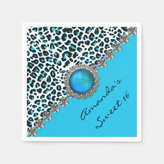 Serviette En Papier Glam Snow Leopard Sweet 16 serviettes d'anniversai (Devant)