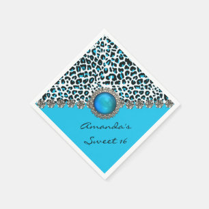 Serviette En Papier Glam Snow Leopard Sweet 16 serviettes d'anniversai