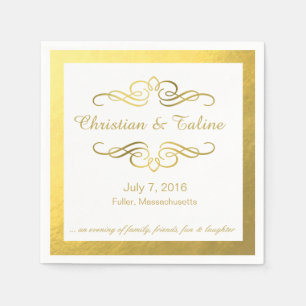 Serviette En Papier Glam Tourbillonnant Flourish Gold Outline Mariage