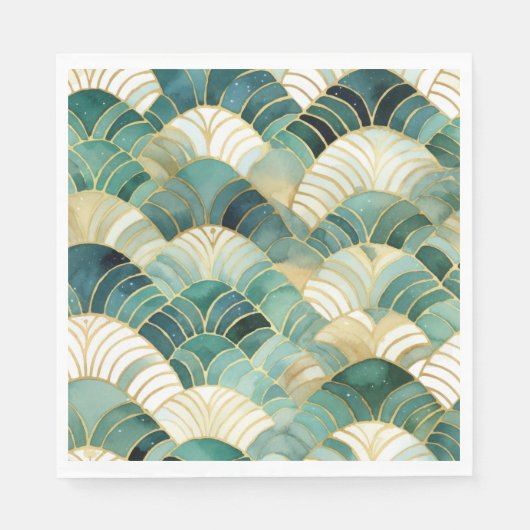 Serviette En Papier Glam vert Gold Abstrait (Devant)