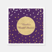 Serviette En Papier Glam violet & Dots Confetti brillants or chic mode (Devant)