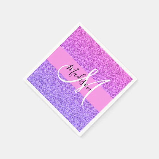 Serviette En Papier Glam violet rose Parties scintillant étincelante M (Coin)