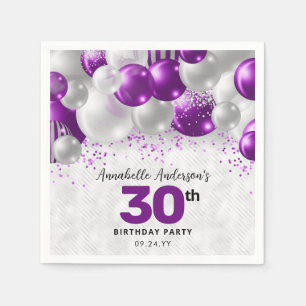 Serviette En Papier Glam violet violet argent Parties scintillant de b