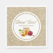 Serviette En Papier Glam White et Gold Juif Hébreu Rosh Hashanah (Devant)