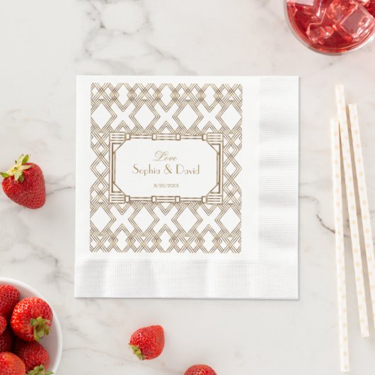 Serviette En Papier Glam White Gold Great Gatsby Mariage (En situation)