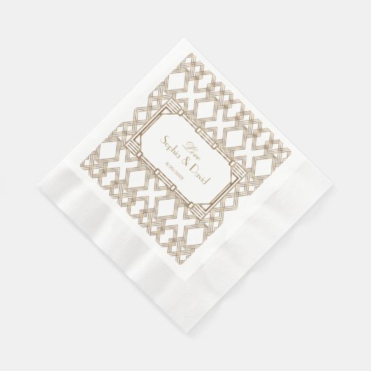 Serviette En Papier Glam White Gold Great Gatsby Mariage (Coin)