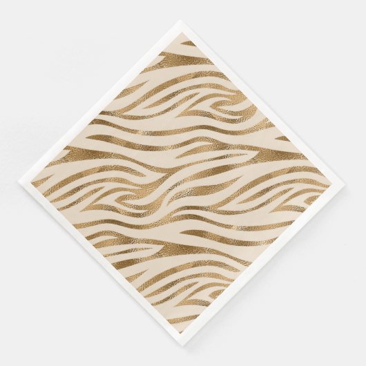 Serviette En Papier Glam Zebra Stripes Motif Safari Gold ID1151 (Coin)