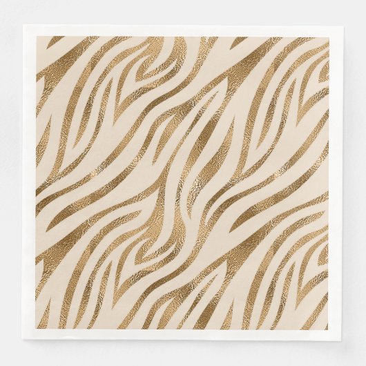 Serviette En Papier Glam Zebra Stripes Motif Safari Gold ID1151 (Devant)