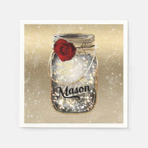 Serviette En Papier Glamme dorée Rouge Rose Mason Jar