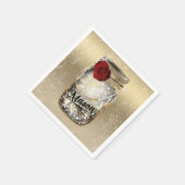 Serviette En Papier Glamme dorée Rouge Rose Mason Jar (Coin)