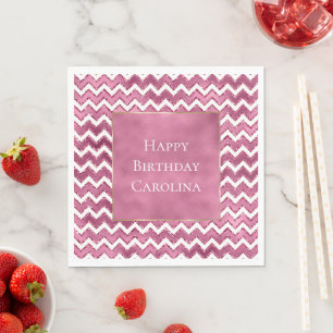 Serviette En Papier Glamme rose blanc Zigzag