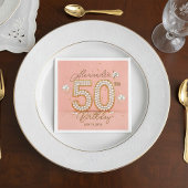 Serviette En Papier Glamorous Pearly Soft Pink and Gold 50th Birthday