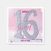 Serviette En Papier Glamorous Stylish Chic Rhinestone Sweet Sixteen (Devant)