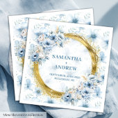 Serviette En Papier Glamour Bohemian Light Blue Gold Mariage Napkins