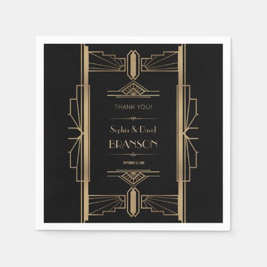 Serviette En Papier Glamour Roaring 20's Great Gatsby Mariage (Devant)