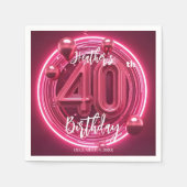 Serviette En Papier Glamour rose Magenta Neon brillant 40e anniversair (Devant)