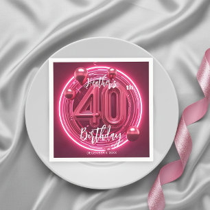 Serviette En Papier Glamour rose Magenta Neon brillant 40e anniversair