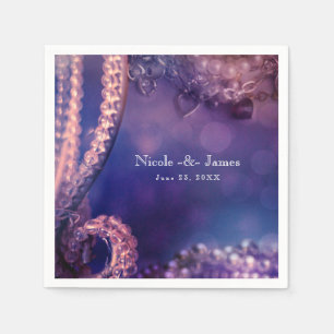 Serviette En Papier Glamour Violet Éclat Chic Glamour Perles Fête