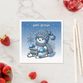 Serviette En Papier Glissant Snowman Noël Napkin (En situation)