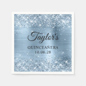Serviette En Papier Glitter bleu clair huile Quinceañera (Devant)