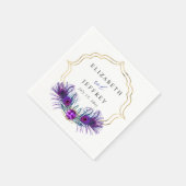Serviette En Papier Glitter Gold Blue Purple Peacock Plume Wedding (Coin)