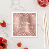 Serviette En Papier Glitter Rose Gold Foil Joyeux Noël (En situation)