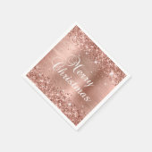 Serviette En Papier Glitter Rose Gold Foil Joyeux Noël (Coin)