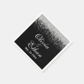 Serviette En Papier Glitter Sliver sur minuit noir (Coin)