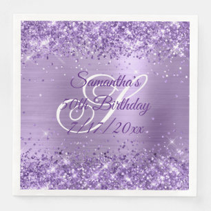 Serviette En Papier Glitterie Lumière violet 50e anniversaire
