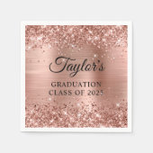 Serviette En Papier Glitterie Rose Gold Foil Graduation (Devant)