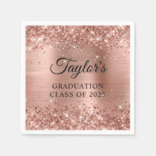 Serviette En Papier Glitterie Rose Gold Foil Graduation