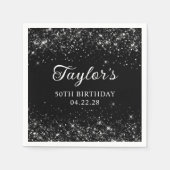 Serviette En Papier Glittery Black 50e anniversaire (Devant)