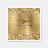 Serviette En Papier Glittery Gold Foil 21st Birthday (Devant)