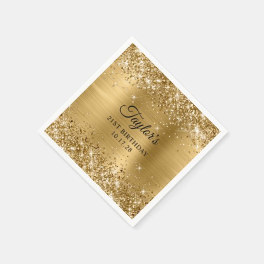 Serviette En Papier Glittery Gold Foil 21st Birthday (Coin)